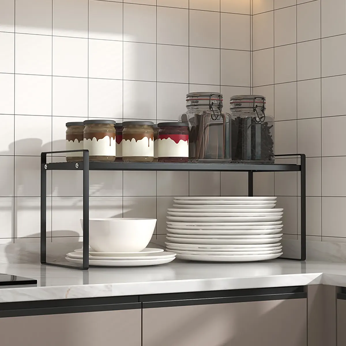 Kitchen Storage Rack Set, Metal Countertop Organizer, Ideal for Kitchen Utensils Spices Tools, Durable Kitchen Organization Solution, Dish Drying Organiser