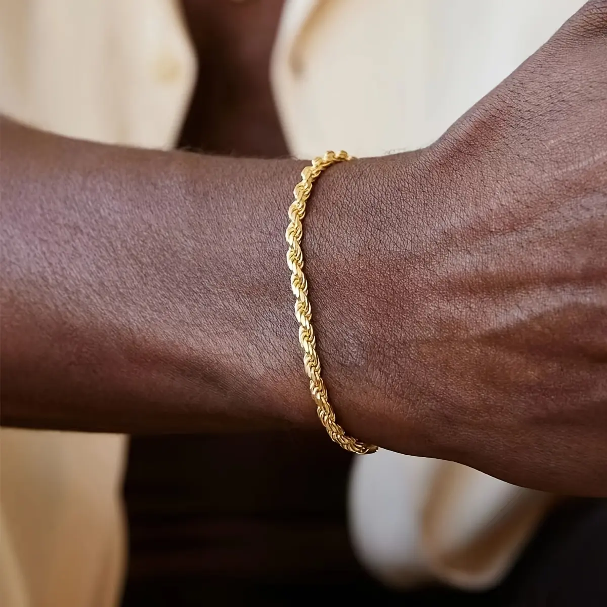 Men's Stainless Steel Twisted Rope-Cuban Chain Bracelet - Fashionable Exquisite Men's Jewelry, Ideal for Daily Leisure Wear Fashion Accessory, Cuban Bracelets & Bangles, Metal Rope Bracelets & Bangles