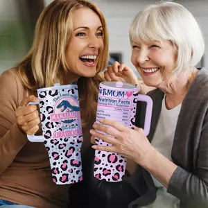 1 Pc 40oz Insulated Mug, Tumbler with handle, Double Wall Vacuum Cup, Leak-Proof Lid with Straw and Handle, Skinny Travel Design for Hot Cold Drinks, Keeps Hot 12 Hours Cold 24 Hours, Leopard Print Gift for Women Men, Holiday Present