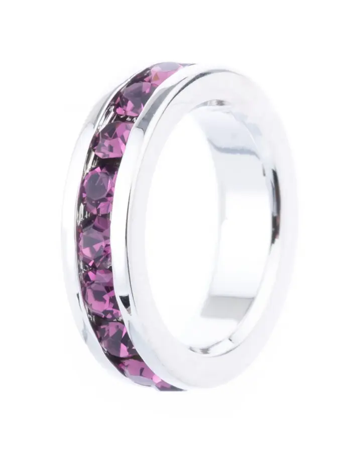 Sterling Silver Channel-set Austrian Crystal Amethyst Charm
