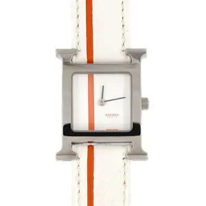 Pre-owned HERMÈS Stainless Small Leather Goods Hermes H Watch Steel Quartz Watch