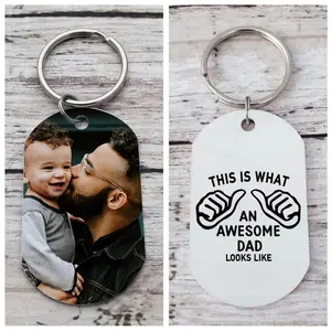 Personalised Picture Keychain, Laser Engraved Photo Keyring, Custom Name Keyring, Fathers Day Gift For Him, Gift For New Dad, Custom Photo Gift