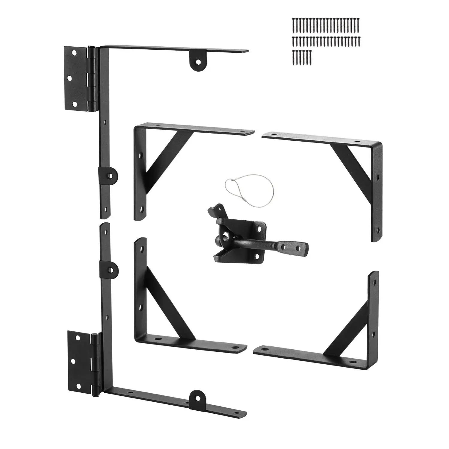 【Summerfinds】VEVOR Gate Corner Brace Bracket, Anti Sag Gate Frame Hardware Kit, Gate Frame Brace Bracket with Latch Lock Rope, Latch Lock, for Shed Doors, Corral Gates, Driveway Gates, Wood Windows, Iron, Black
