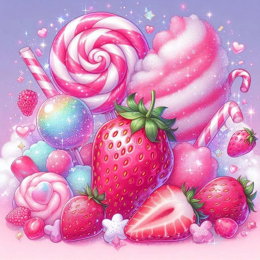 1pcs 5D DIY crystal painting kit, 5D diamond art set, Diy craft supplies, strawberry candy style diamond painting set with full round diamonds DIY, mosaic, diamond art, DIY home decoration, suitable for Halloween and Christmas