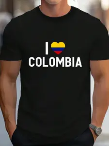 100% Cotton I Love Colombia Colombian T-Shirt Women's Men's Graphic Tee Crew Neck summer vacation Tops