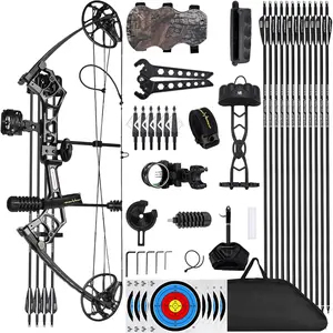 Compound Bow and Archery Sets - Right Hand Archery Compound Bows 0-70 lbs Draw Weight Adjustable for Adults and Beginners，25"-31" Draw Length，up to IBO 320 fps，Archery Hunting Bow Set