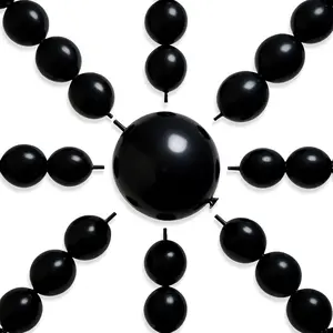 PartyWoo Black Linking Balloons 100pcs 12 Inch Black Link Balloons for Birthday Wedding Anniversary Graduation Bachelorette Engagement Bridal Shower Retirement Party Decorations Black-W03