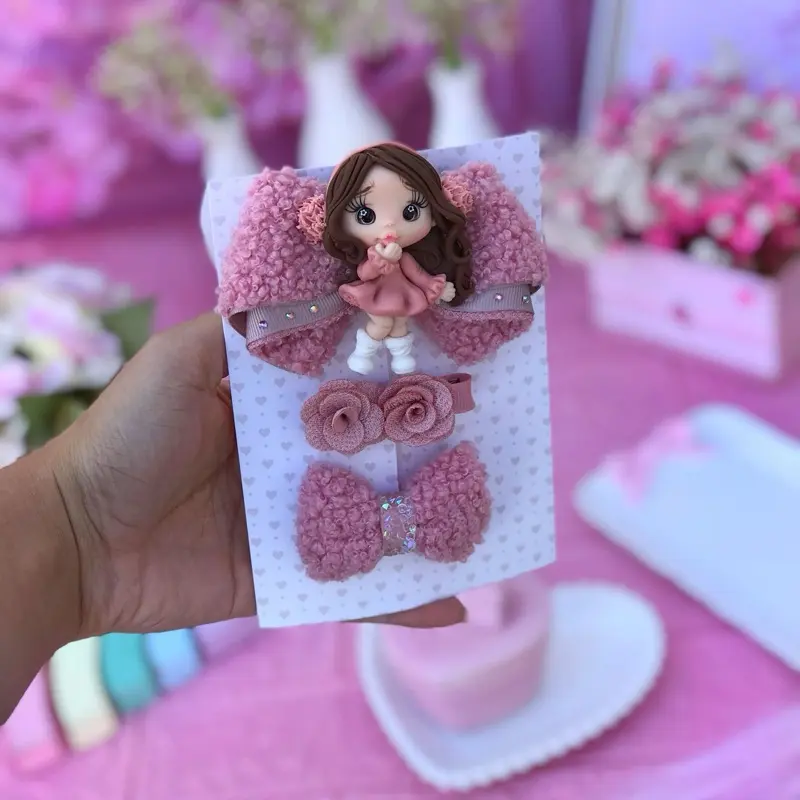 Cute Luxury Hair Bow with Porcelain Dolls - Eye-Catching Design & High-Quality Materials - Perfect for Formal Events & Everyday Wear Ponytail Wedding