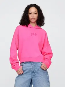 Relaxed Mini-Logo Cropped Hoodie