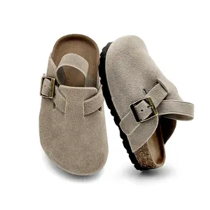 Kids Suede Clogs Toddler Clogs Boys Girls Sandals Cork Footbed Indoor Outdoor Cute Sandals Classic Adjustable Buckle Round Toe Anti Slip Soft Footwear Comfortable Slip On Design
