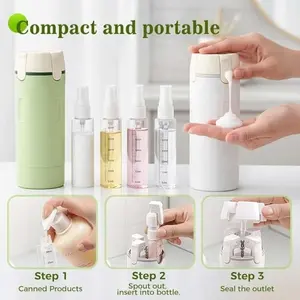 4-In-1 Travel Bottles for Toiletries, Portable Toiletries Bottle Set, Transparent Containers for Shampoo & Lotion, Includes Scale & Labels