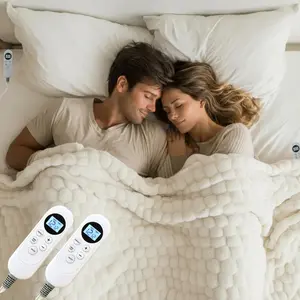 Heated Blanket Electric Blanket Heating, Dual Control Soft Ribbed Faux  Electric Blanket with 12 Heat Levels 12H Timer ETL FCC Certified Machine Washable (White,  | 90" x 100")