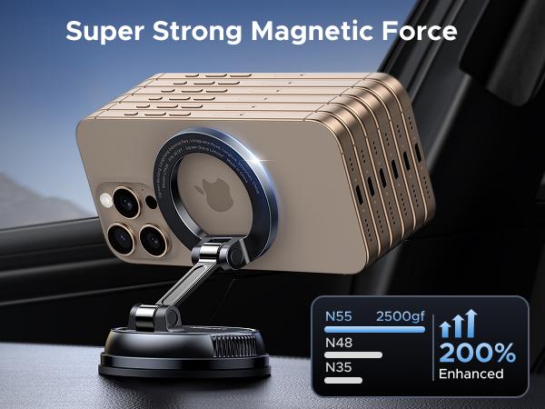 UGREEN Vacuum Magnetic Car Phone Holder,Car Phone Mount, 360° Adjustable for MagSafe Car Holder Foldable Suction Phone Mount for Car, for Garmin GPS/Mirror/Smooth Surface, for iPhone 17 16 Pro Max 15, and Android(Not for Reuse)DealsForYouDays