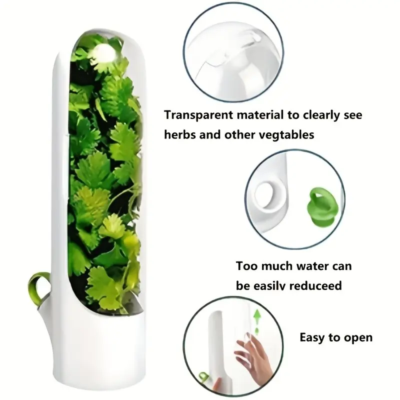 2pcs Herbs Storage Pods, Fresh Herb Container for Refrigerator, Food Storage, Keeps Mint Fresh for 2-3 Weeks, Kitchen Essentials