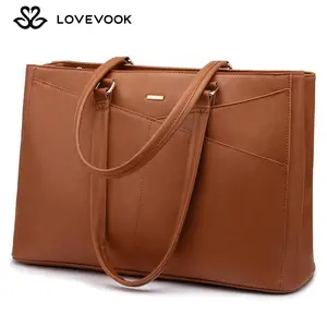 LOVEVOOK Laptop Tote Bag for Women, Waterproof Leather 15.6 Inch Computer Bags, Work Purses for Women, Handbags for Travel, College, Work and Casual, Messenger Bag for Teacher and Nurse.