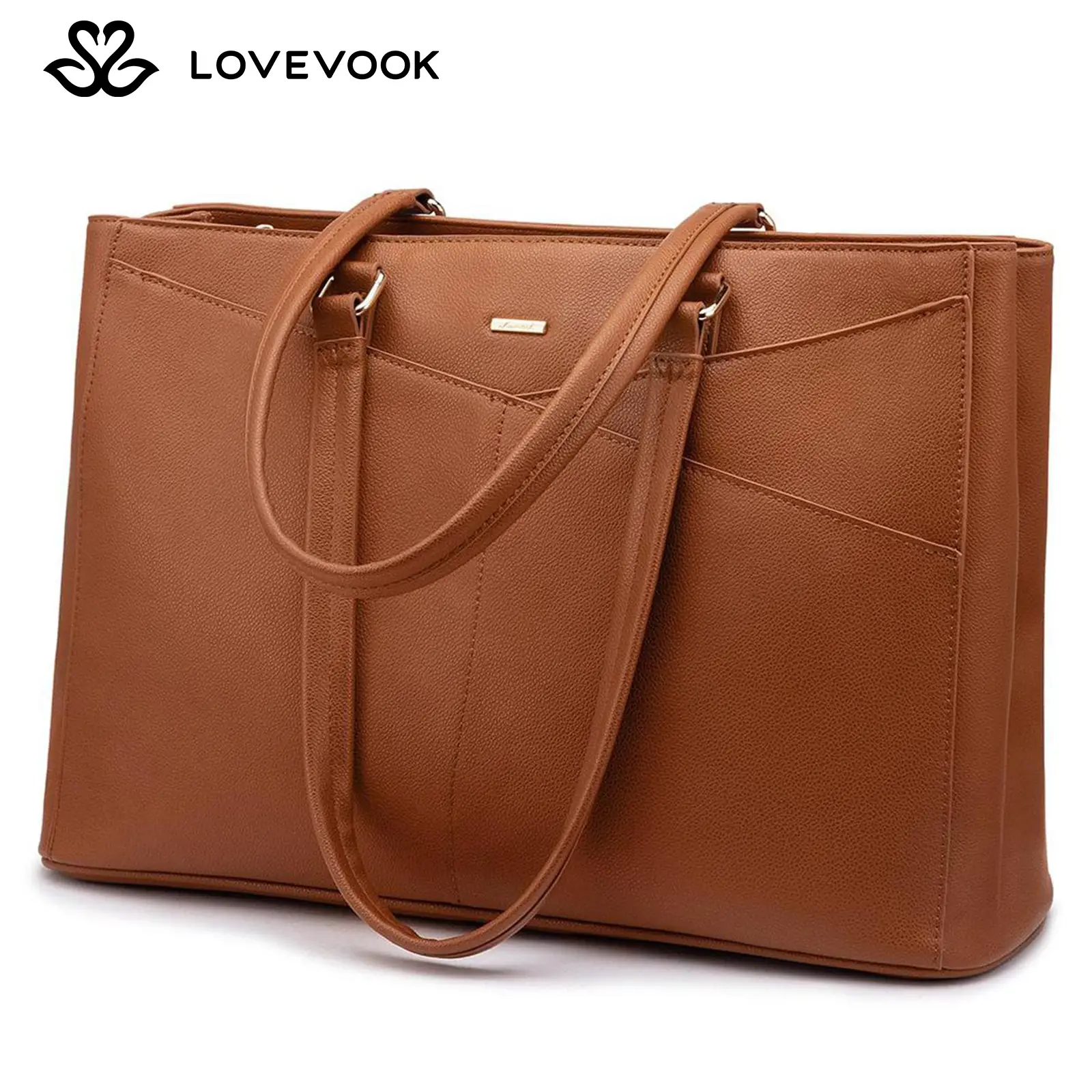 LOVEVOOK Laptop Tote Bag for Women, Waterproof Leather 15.6 Inch Computer Bags, Work Purses for Women, Handbags for Travel, College, Work and Casual,
