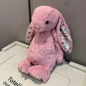 Easter New Floral Plush Soft Dangle Ear Rabbit Stuffed Toy, Comfortable Handfeel Birthday Gift, Festival Present