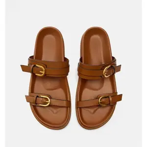 Women’s Flat Slingback Sandals  Round Toe with Buckle