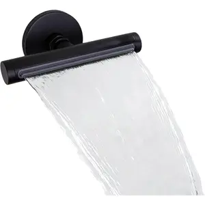 Waterfall Shower Head with High Pressure Wall Mount Shower Set Modern Shower Body Jets Adjustable Rain Shower Spray Head Matte Black for Bathroom Luxury Shower System