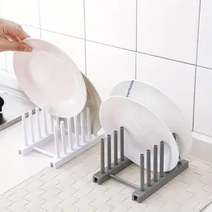 2-Piece Detachable Kitchen Storage Organizer Set, Plastic Plate Rack, Pot Lid Holder, Home Cabinet Dish Drying Rack, Removable Utensil Rack