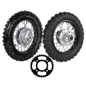 Front & Rear 2.5-10 10" Wheels Tires and Rims 1.4 x 10, 12mm Bearing, with 420 37T Rear Chain Sprocket for CRF50 XR50 Dirt Pit Bike Trail BBR50 TTR50 DRZ50 SSR DRZ70 PW50 TTR50E 50cc 70cc 110cc