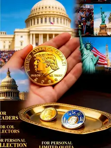 3PCS Trump 47th President Collectible medals ,Patriotic Design, Memorial, medal Collector Christmas Gift with Protective Box Non-circulating Currency Golden Silvery Grey