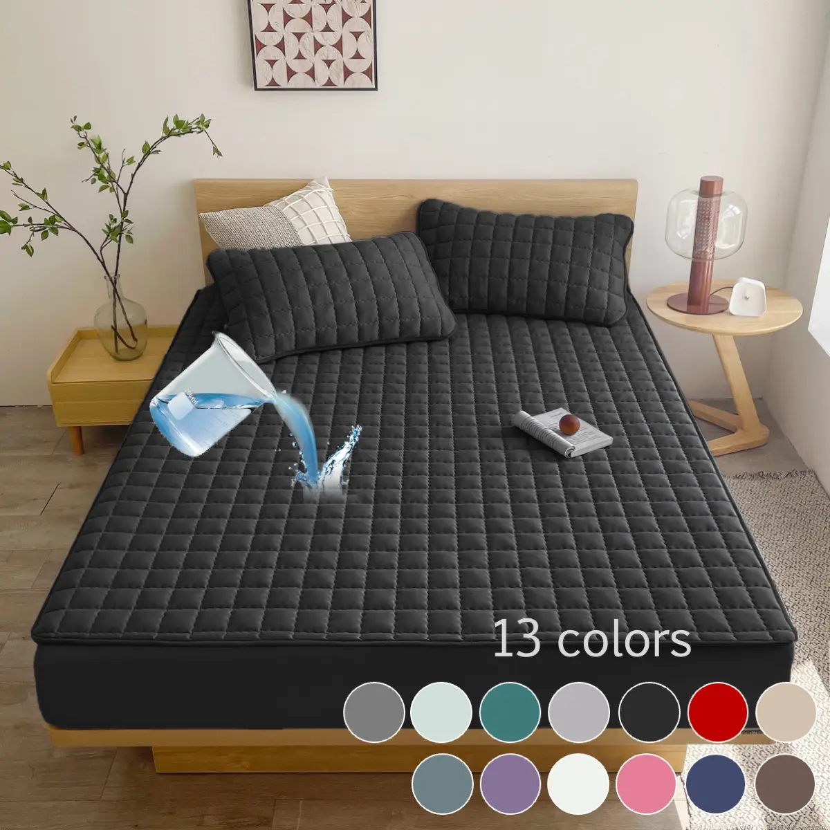 Waterproof Mattress Protector, Quilted Mattress Cover, Fitted Sheet & Mattress Cover Set with Deep Pocket Breathable Stain-Resistant Bed Cover, Machine Washable, All Mattress Sizes, Includes Pillowcases for Bedroom
