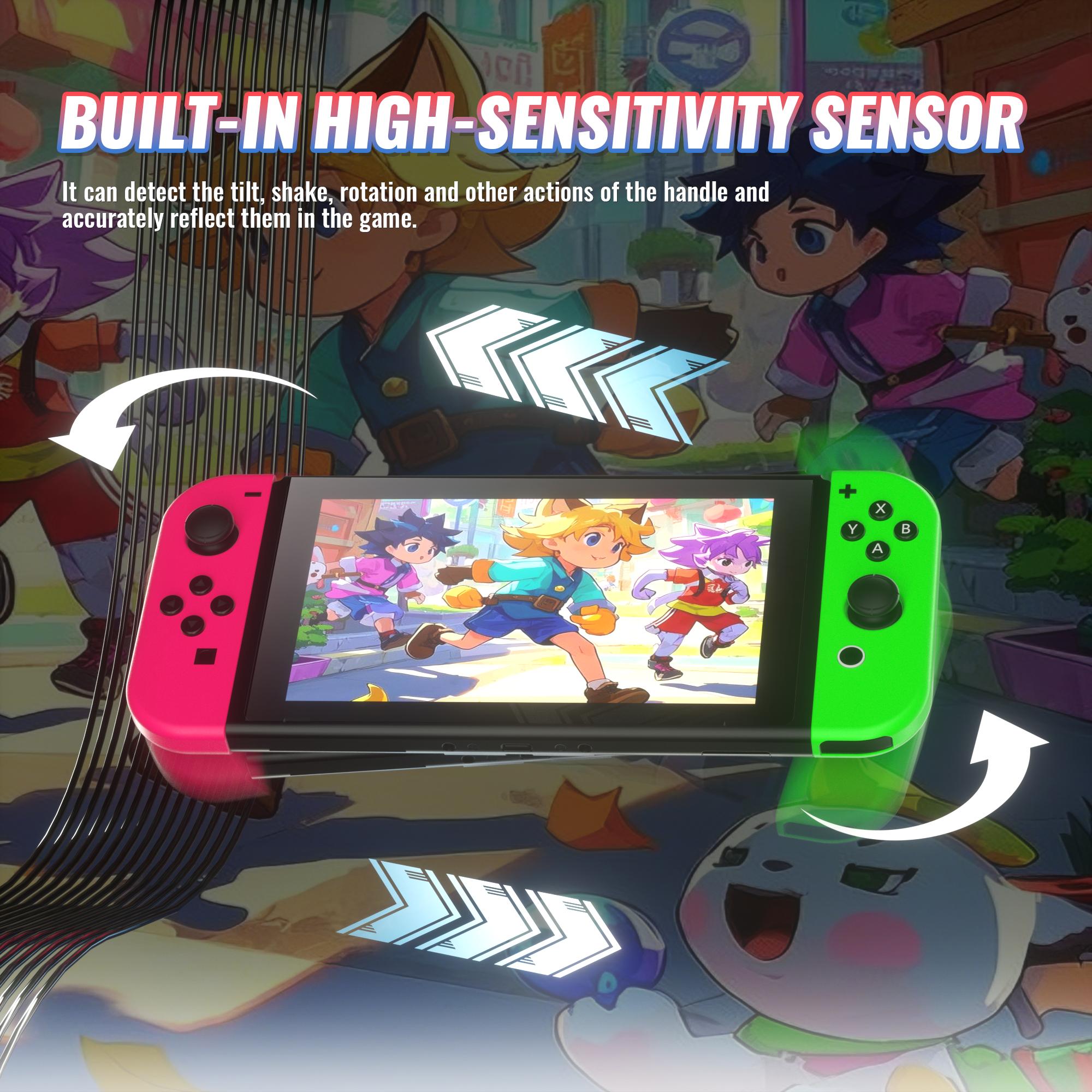 Switch Controller Set for Nintendo Switch 1/2/OLED/Lite Wireless Replacement Gamepad with Dual Vibration Motion Control 6-Axis Gyro & Wake-Up Function