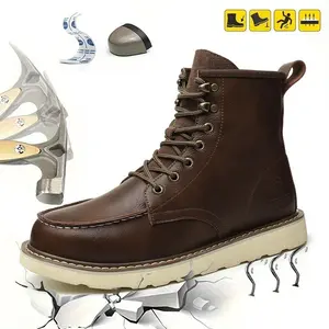 Men's Breathable Work Safety Boots - Anti - with Steel Toe Protection, Suitable All Seasons.- style  Boots with Anti - Crushing and Anti - Puncture Features,FathersDayGift