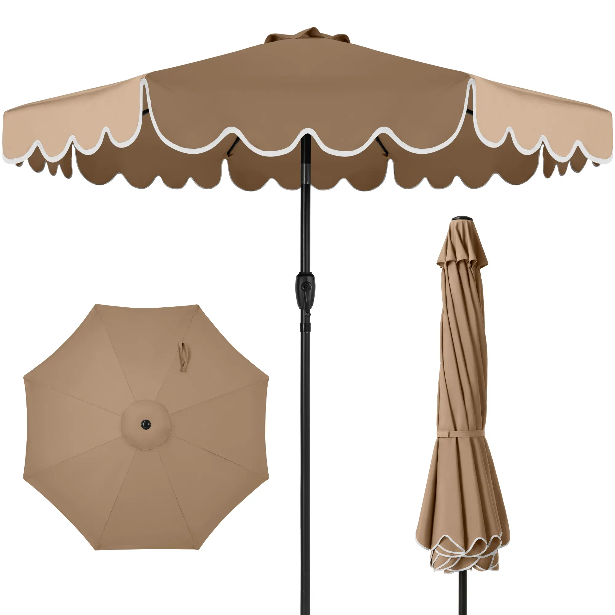 Best Choice Products 9ft Patio Market Umbrella with Scallop Trim, Fade-Resistant, Crank & Tilt, Wind Vent