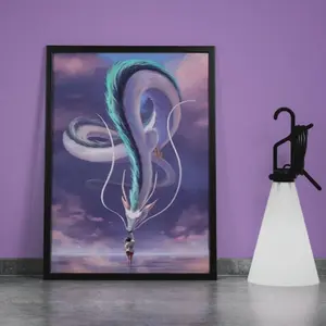 [Sale Up To 50%] Spirited Away Haku and Chihiro Poster by Hayao Miyazaki - Studio Ghibli Anime Poster