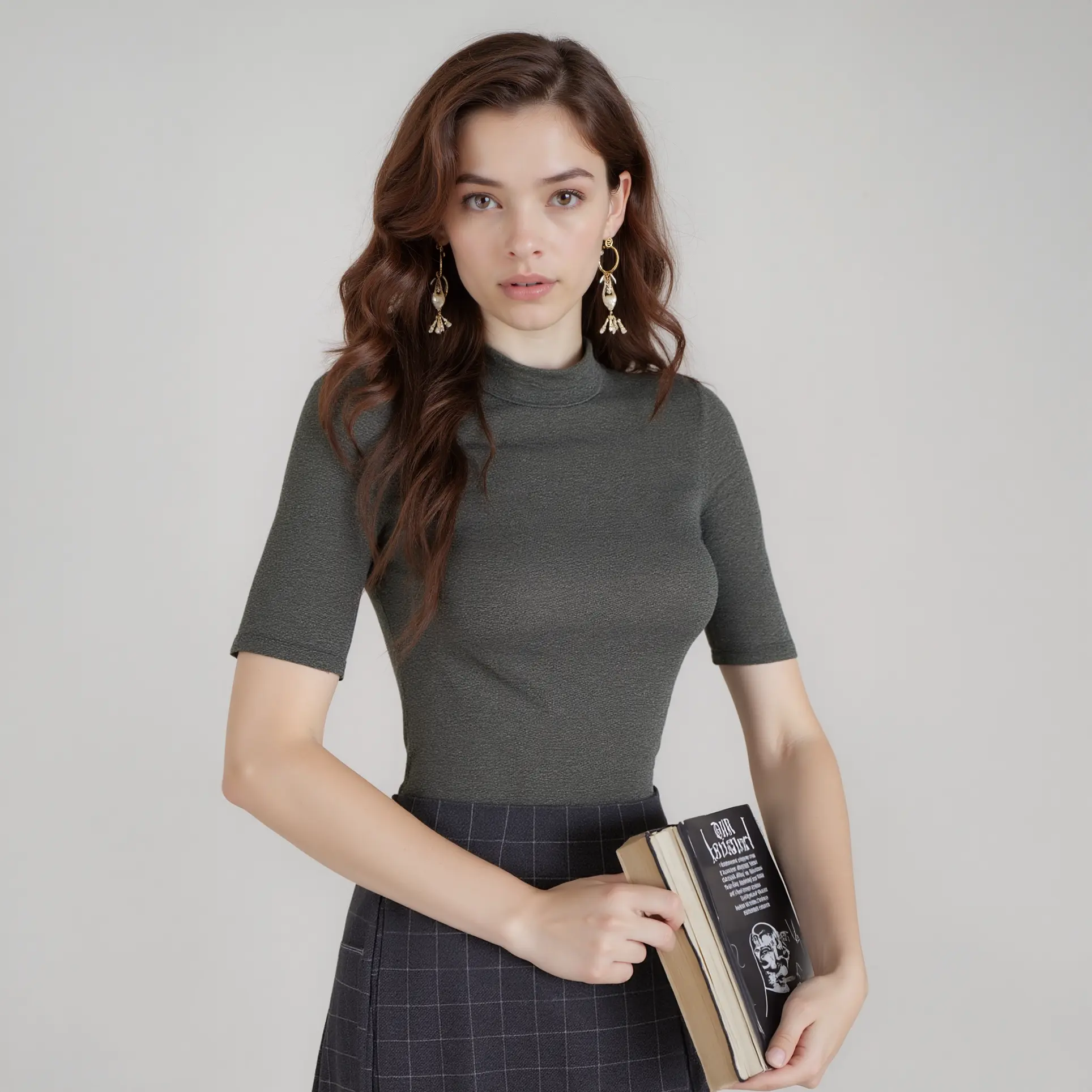 Women's Half Sleeve Turtle Neck Fitted Top Womenswear Rayon