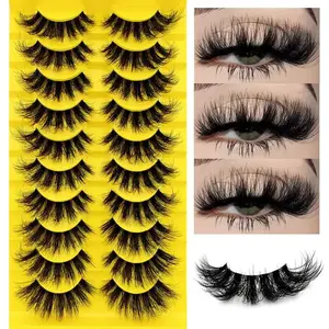 False Eyelashes, 10 Pairs Wispy Faux Cluster Lashes, Natural Curling Eye Makeup Strip Lashes, Volumized False Eyelashes for Eye Makeup Enhancement, Cosmetic