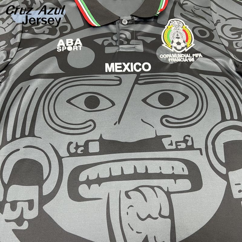 1998 World Cup Mexico National Team Home Black Away Green Short Sleeve Soccer Jersey