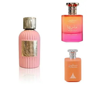Tropical vacation Trio Combo perfume set-Taskeen, Marina, and Qissa by Paris Corner Fragrance Cedarwood