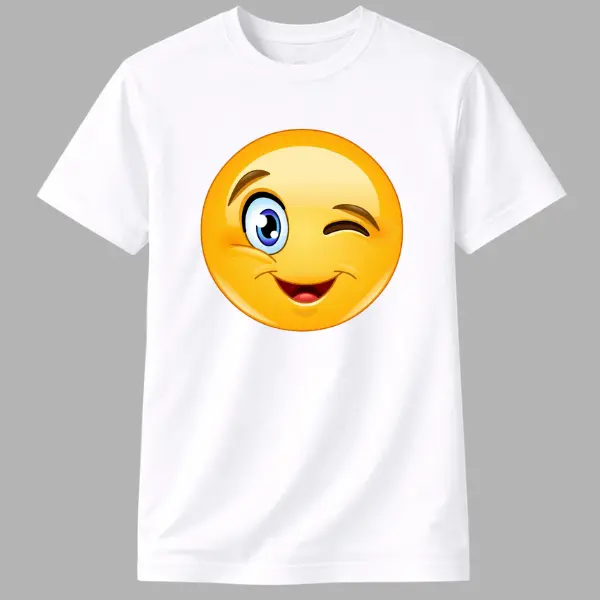 Men's Short-Sleeve Round Neck T-Shirt - Cute Winking Smiley Face Graphic Tee, Casual Streetwear Top with Fun Aesthetic by Ms Lauren Charles Design, Shortsleeve
