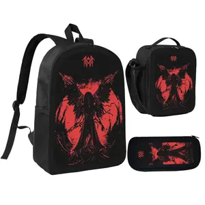 Gothic Style Backpack Set - Student Backpack, Pencil Case, and Lunch Bag Combo Set