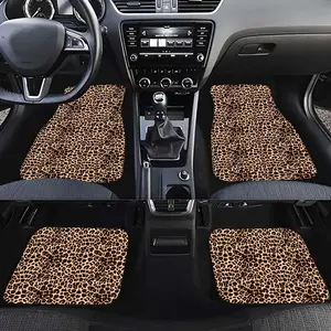 Leopard-print Car Floor Mat, Car Front & Rear Floor Mat, Car Floor Anti-slip Mats, Car Interior Decoration Accessories for Women & Men, Car Decor for Girls, Car Accessory