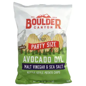 Boulder Canyon Avocado Oil Kettle Style Potato Chips, Malt Vinegar & Sea Salt, 10 oz (283.5 g)