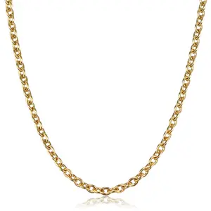 2mm Stainless Steel Necklace Choker for Men Women Rolo Cable  Link Chain Gold Color Jewelry Gifts