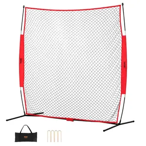 【Summervibes】VEVOR Barricade Backstop Net, 7x7 ft Ball Sports Barrier Netting, Portable Practice Equipment with Carry Bag, Protection Screen for Baseball Softball Lacrosse Soccer Hockey Training, for Backyard