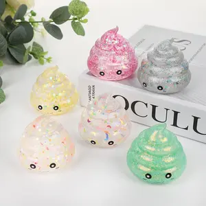 Glitter Stress Relief Toy, Stress Ball, Prank Poop Shape Squeeze Toy, Maltose Texture Portable Squeeze Toy, Fun and Relaxing Gift, Kawaii Squishies