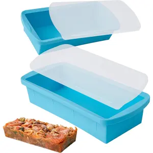 Freezer Tray with Lid 2 Pack  Freezer Molds - Large  Tray - Makes 2  4 Cup Portions Soup Cubes Meal Prep Containers- Oven & Dishwasher Safe