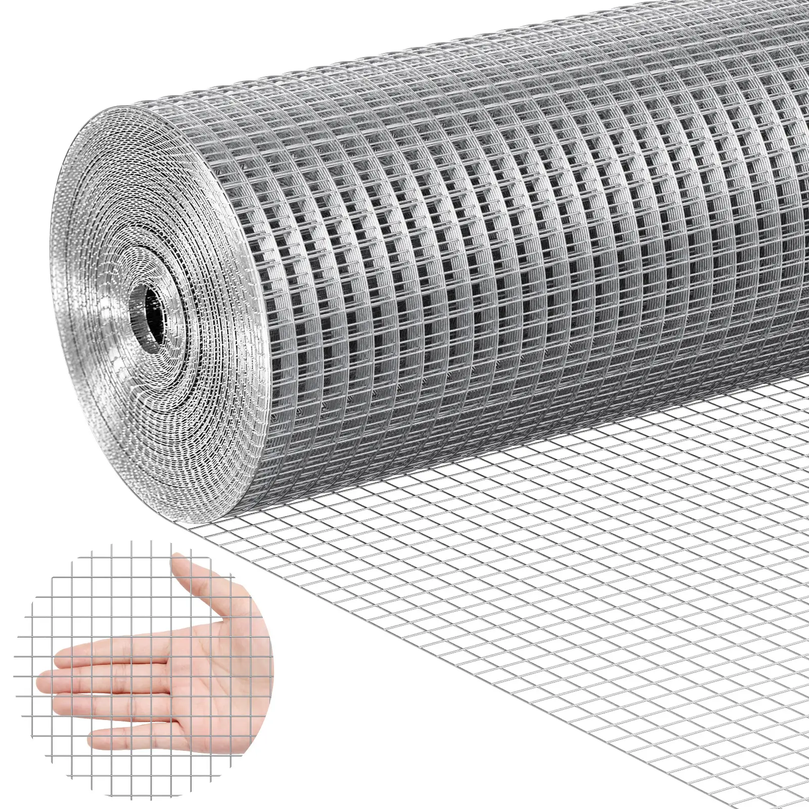 VEVOR Hardware Cloth, Max. 1/2 inch 48in x 100 ft 19/23 Gauge, Hot Dipped Galvanized Wire Mesh Roll, Chicken Wire Fencing, Wire Mesh for Rabbit Cages