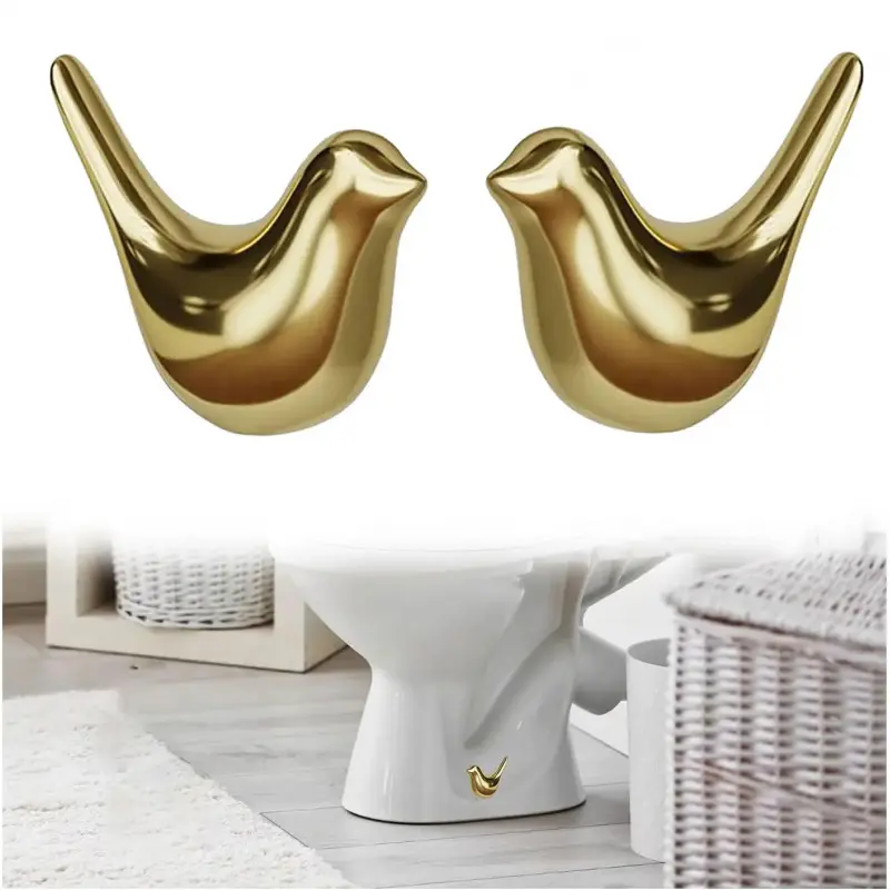 2 ceramic bird-shaped toilet bolt covers, cute bird-shaped toilet bolt decorative covers, toilet bolt decorations, toilet cover decorative pieces, easy-to-install bathroom toilet bolt decorative pieces