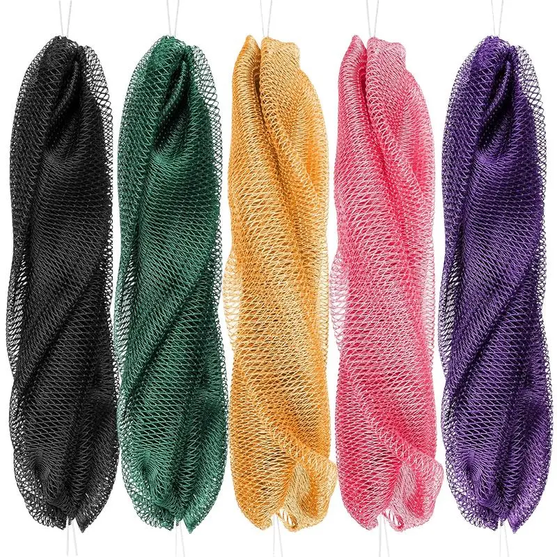African Net Exfoliation Bath Sponge Loofahs, Sponges, & Poufs - Knotted Back Scrub, Body Washcloth for Daily Afro Body Care Shower Essentials, Net Exfoliation Sponge Loofahs, Sponges, & Poufs