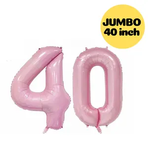 Pink 40 Jumbo balloon for 40th Birthday or Anniversary | Giant 40 balloons | Number 40 Balloon Decorations | 40th Birthday Party