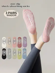 3 Pairs of Women's All-Season Non-Slip Yoga Socks, Elastic Socks – Full-coverage silicone grip dots on the sole, high-stretch support around the arch, functional comfort for movement, ideal for home workouts, Pilates