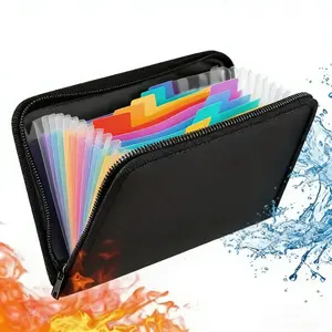 Fireproof Expanding File Folder, 13 Pockets Accordion File Folder, Important Document Organizer Holder with Labels, Portable File Organizer