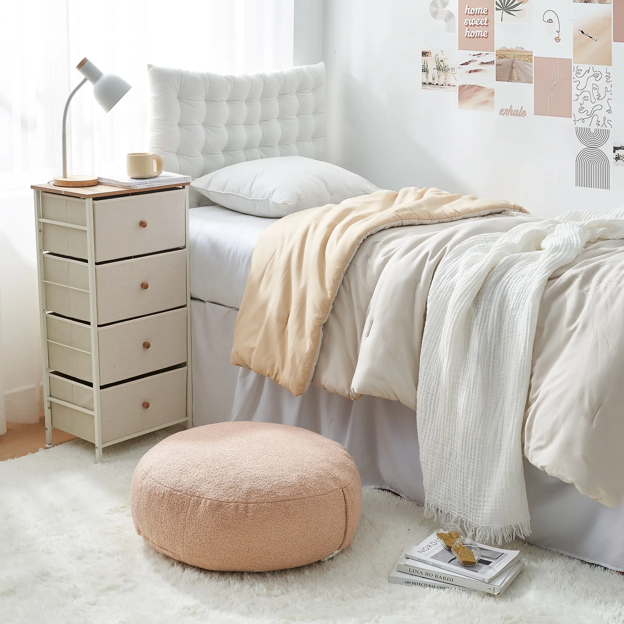 Rainha Cozy Floor Pillow - Circle - Natural Taupe